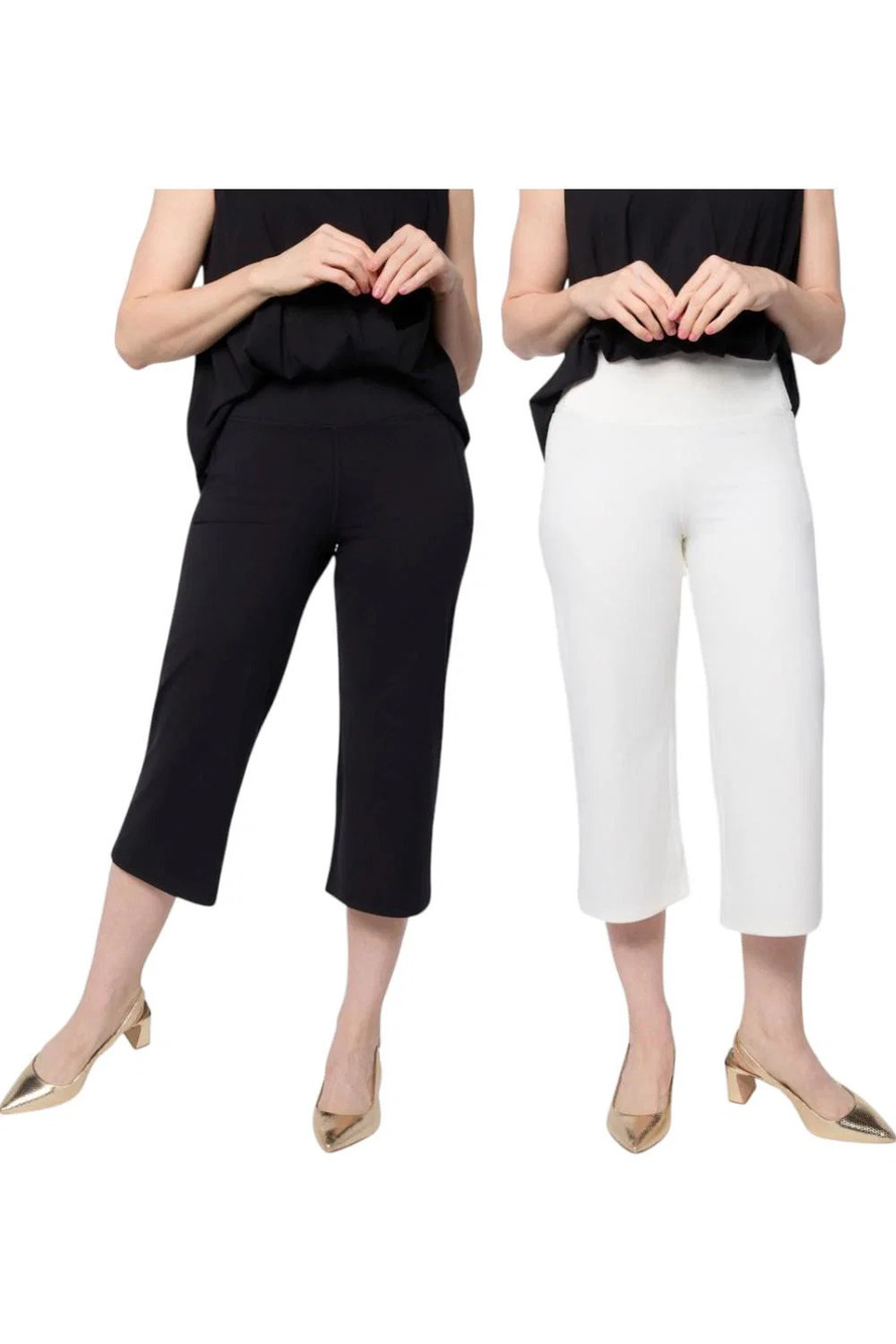 Joy Performance Women's 2pk Luxe Buttersoft WideLeg Capris Cloud/Black - Regular